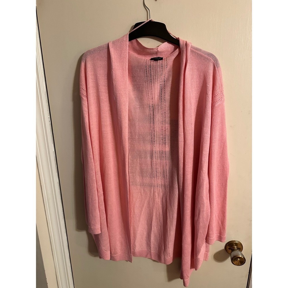 Talbots Plus Pink Linen Blend Open Front Cardigan Sweater Women Size 2X  Office